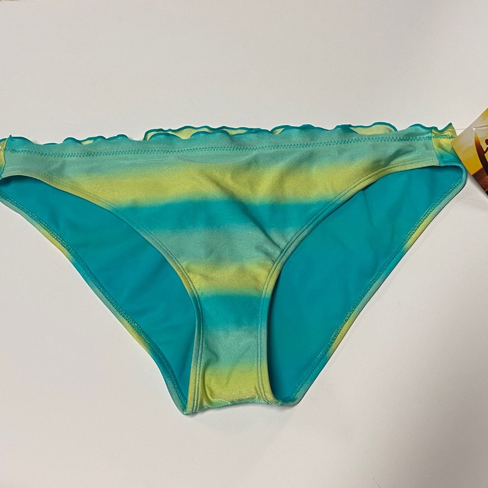 NWT Joe Boxer Blue and Green Ruffle Bikini Bottom